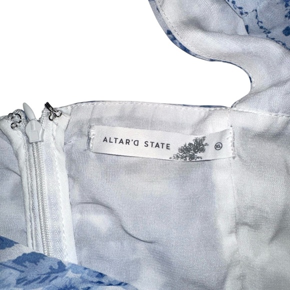 NWT Altar’d State Aderny Patchwork Blue Floral Mini Dress XL - Picture 6 of 10